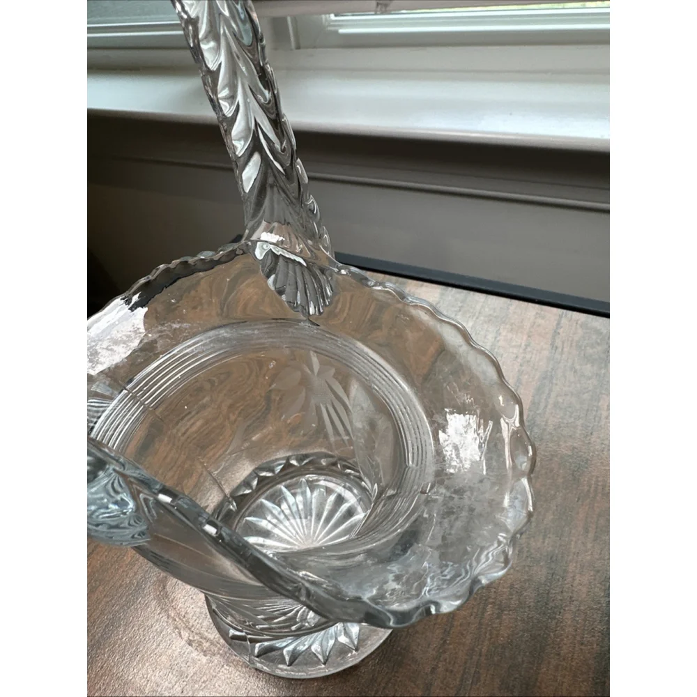 Vintage Fostoria Clear Crystal Glass Basket Large